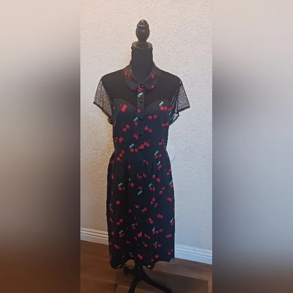 Belle Poque Dress With Cherries 2xl - Picture 3 of 7